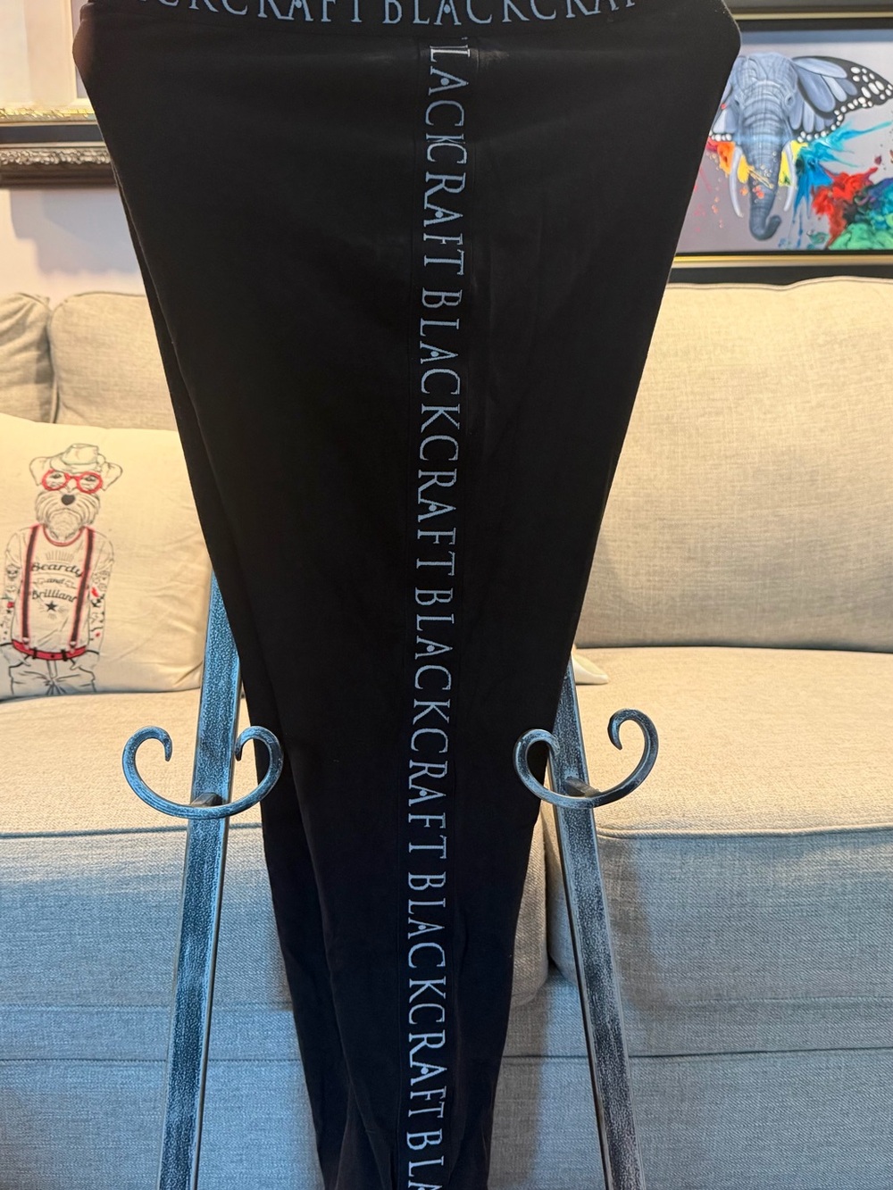 Blackcraft Black Leggings with Logo Tape - Black